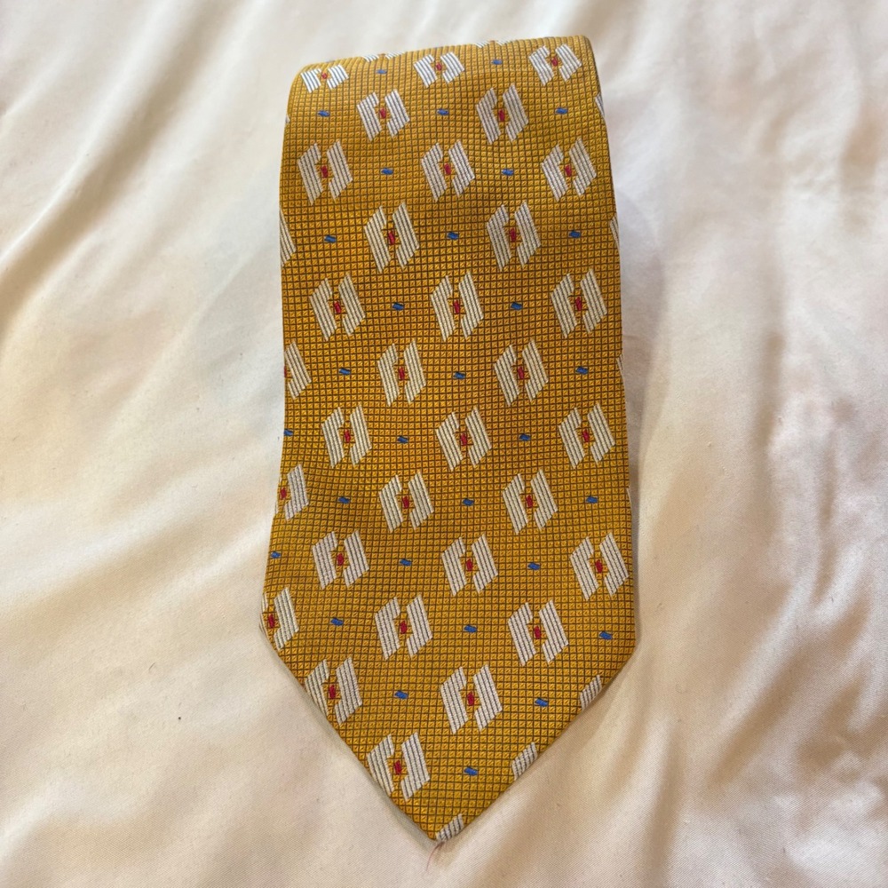 Robert Talbott Best of Class Mustard Geometric Silk‎ Necktie Men's Elegant